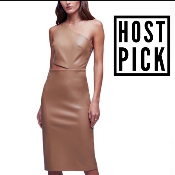 L'AGENCE Aliyah Cutout  MIDI Dress in Dark Chanterelle, Size 8, NWT - Picture 3 of 17